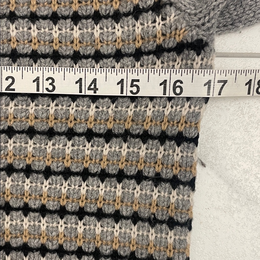 Boden Gray/BlackWhite/Tan Striped Sweater Wool Crew Neck Rib Cuffs & Hem Sz 2 - Picture 10 of 13